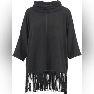 Terre Bleue Dark Green Fringe Women's Sweater